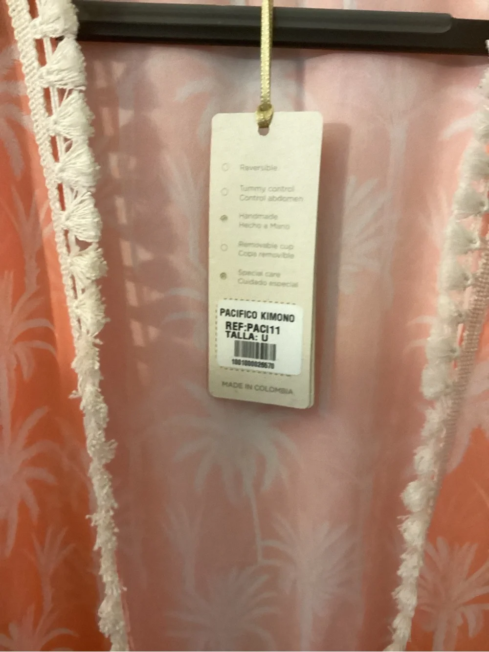 Women’s Coral Palm Print Swim Coverup with Tassel Tie